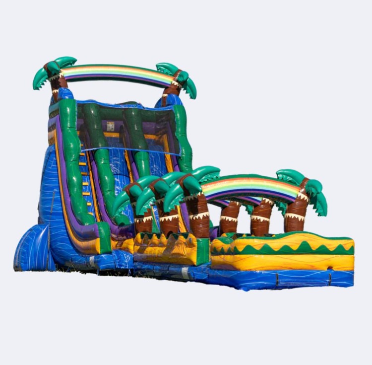 22 ft Twin Dual Water Plunge Slide w/ SLIP N SLIDE