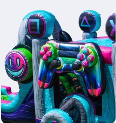 glitch2 1753318513 GLITCH BOUNCE HOUSE w/ Slide AND GAMING CHAIR