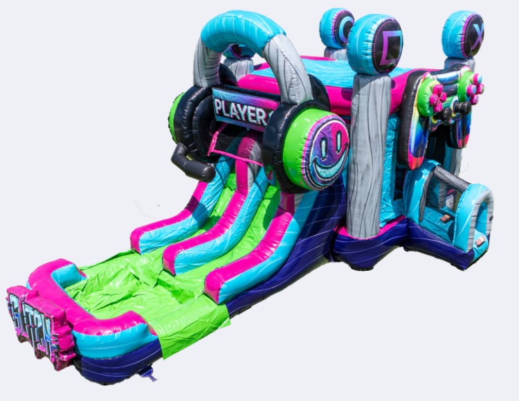 GLITCH BOUNCE HOUSE w/ Slide AND GAMING CHAIR