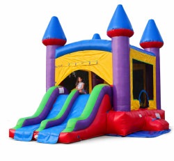 RAINBOW CASTLE BOUNCE HOUSE W/ SLIDE